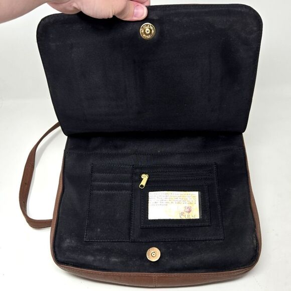 JP Ourse & Cie Brown Pebble Leather Traveler Crossbody Bag Purse Hidden Wallet - Picture 9 of 11